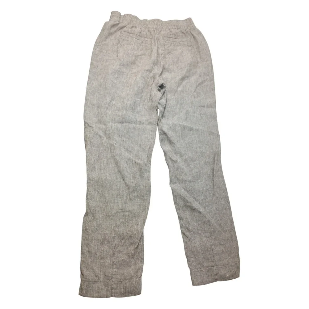 Athleta Cabo Linen Pants Women Brown Heater Tan Striped Relaxed Fit XXS Pull On